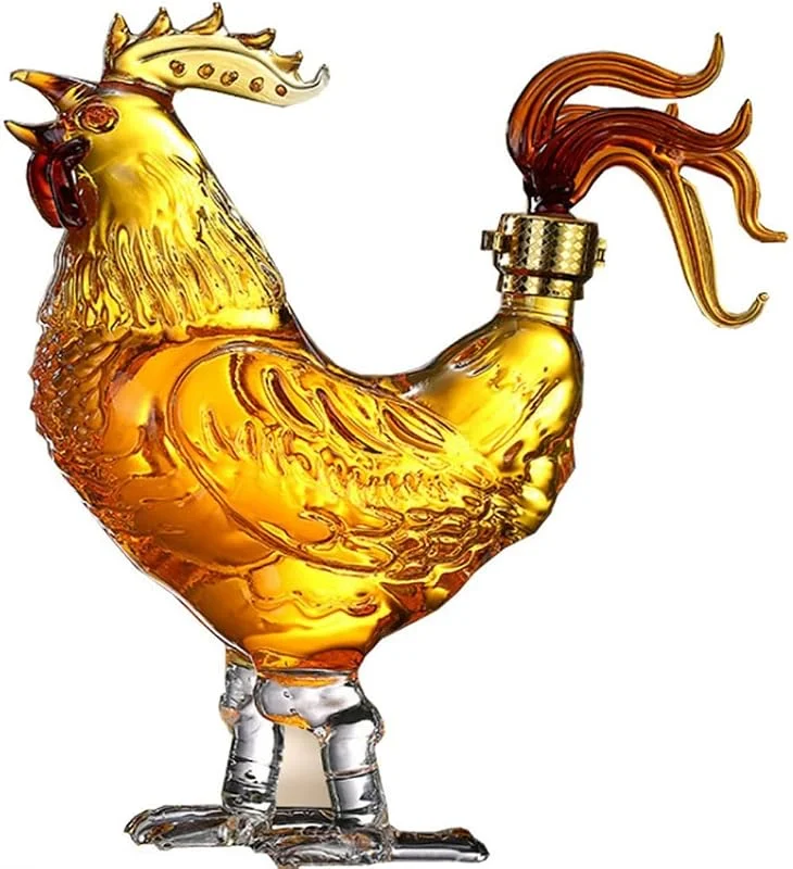Marke: ZHZXBDGQ Weindekanter, 1000 ml, Huhn-Design, Whisky-Karaffe, hochwertiges Borosilikatglas, Weingeschenk, 500 ml — Wein und Festtafel
