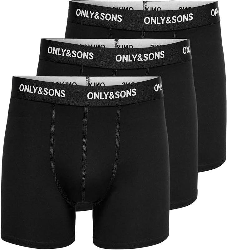 Besuche den Only & Sons-Store Only & Sons Herren Onsfitz Solid Black Trunk 3pack3854 Noos Boxer Shorts — Weihnachtsmode