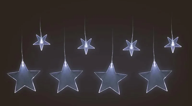 Besuche den Spetebo-Store Spetebo LED-Sternenvorhang kalt weiß mit Timer - 100 x 60 cm - Weihnachtslichterkette mit 8 Sternen - Dekoration Fensterbeleuchtung Weihnachten Advent Winterdeko für drinnen — Weihnachtsbeleuchtung
