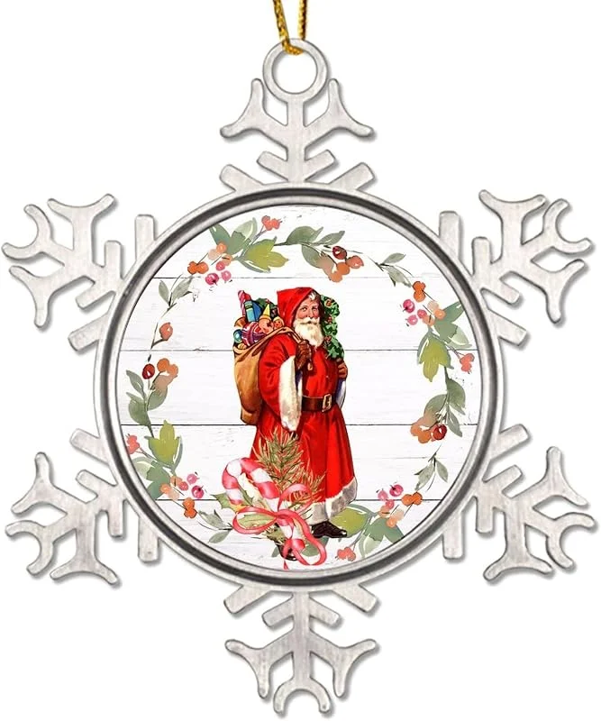 Marke: CowkissSign Weihnachtsmann Weihnachtsbaum Hängende Ornament Weihnachtsmann Urlaub Geschenk Metall Schneeflocke Weihnachtsbaum Ornament Vater Weihnachtskranz Weihnachtsbaum Dekoration Andenken — Weihnachtsdeko