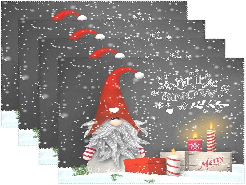 Marke: HMZXZ RXYY Tischsets von 1, Weihnachten Tomte Kerzen Geschenke Boxen Platzsets Essen Tabelle Matten Hitze Beständig Dauerhaft Waschbar für Zuhause Küche — Küche & Haushalt