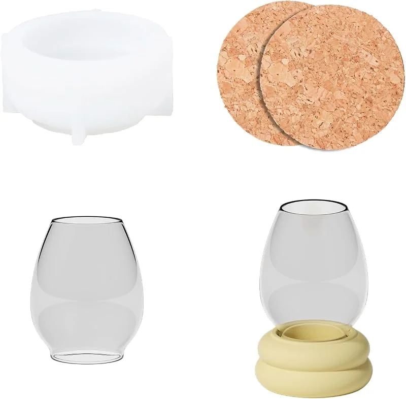 Besuche den BOOWAN NICOLE-Store BOOWAN NICOLE Silikonform für Teelichthalter mit winddichter Glasabdeckung, Teelichthalter, Silikonform für Jesmonit, Beton, Zement, handgefertigte Heimdekoration (SH1059 + A0255 + A0340) — Advent und Tisch