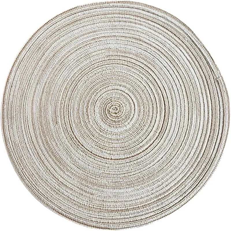 Besuche den Epinki-Store Epinki Tischsets Abwaschbar Rund, 2Pcs Set 38CM Platzset Weihnachten Gewebt Kreis Muster aus Baumwolle, Tischmatte Schreibtisch Beige Kaffee für Esstisch, Antifouling und Leicht zu Reinigen — Küche & Haushalt