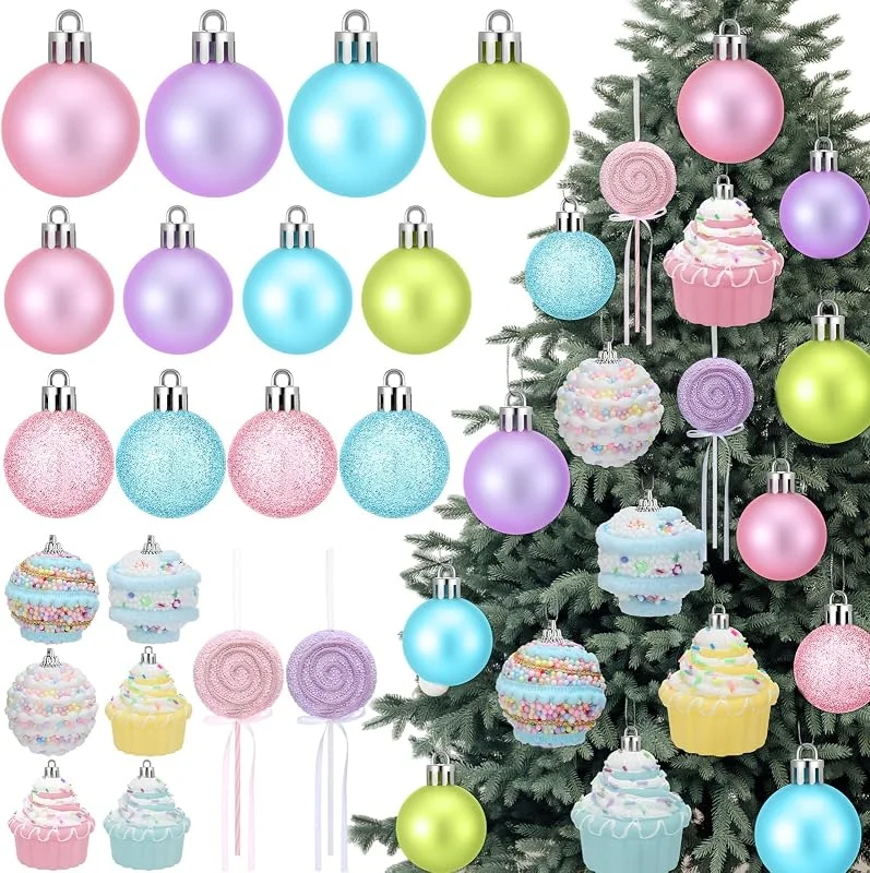 Marke: Soulchen Soulchen 50 Stück pastellfarbene Süßigkeiten-Weihnachtsbaumschmuck, Kugeln — Weihnachtsdeko