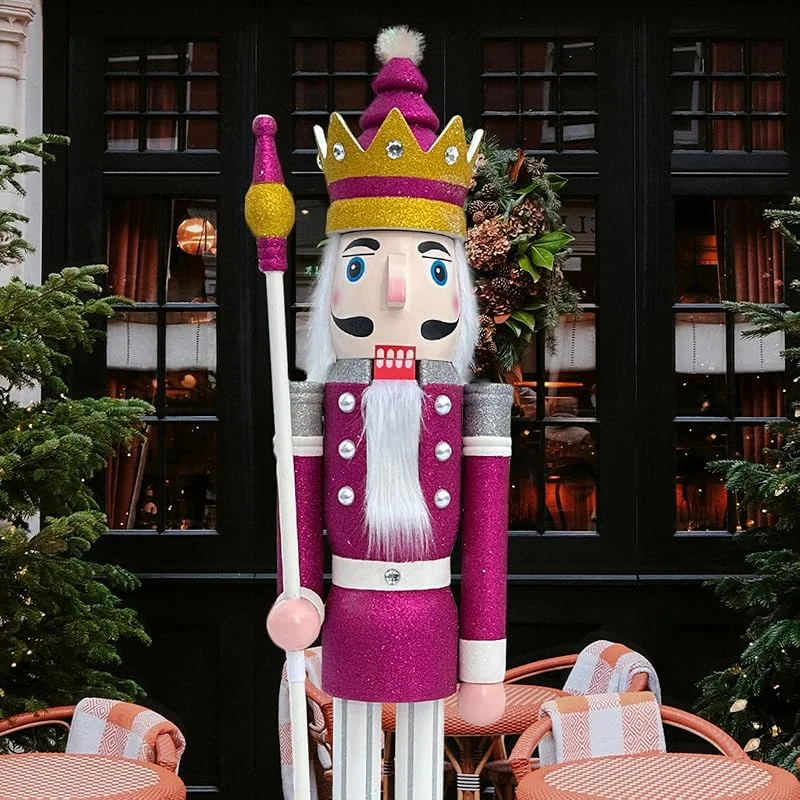 Besuche den ECOM-CDL-Store CDL XL, 5füße, 150cm, 5ft, 5fuß, 150 cm Leben größe große, Riesen Lila Glitter Weihnachten Holz nussknacker König & Soldat Ornament Puppe Schaufenster, Haus Nußknacker Dekoration K32 — Weihnachtsdeko