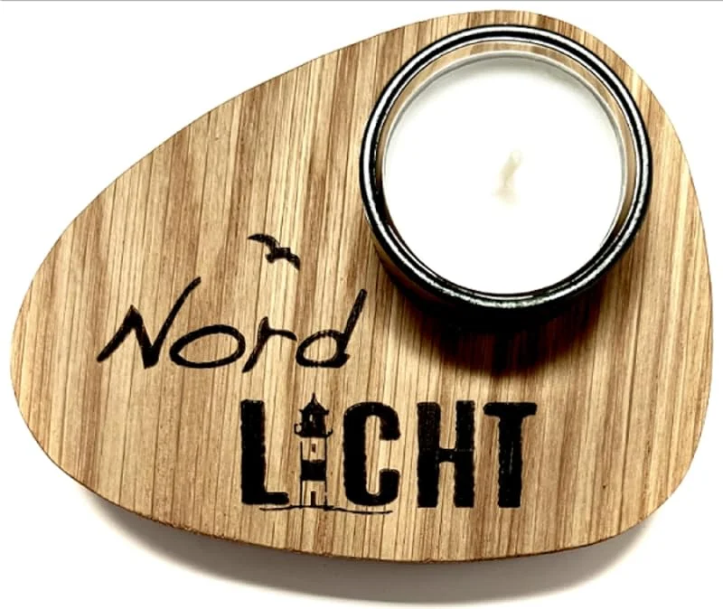 Besuche den holzpost-Store Teelichthalter aus Eiche "Nordlicht" mit Glaseinsatz — Advent und Tisch