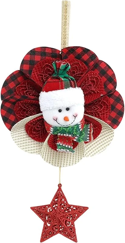 Marke: Generic Weihnachtsstern Hängeornament Plüsch Deko für Tür, Fenster Weihnachtsbaum Weicher Plüsch-Stern vielseitig als Fenster Tür oder Baumschmuck bringt Festliche Freude .，Schneemann — Weihnachtsdeko