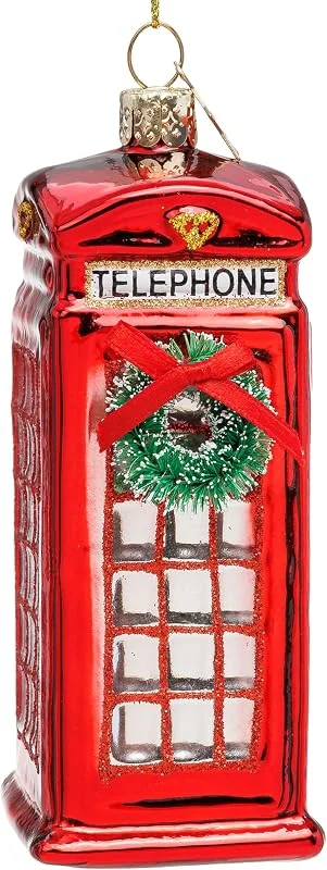 Besuche den SIKORA-Store SIKORA Retro Telefonzelle UK besondere Weihnachtskugel Glas Christbaumschmuck Deko Figur Weihnachten Anhänger Ornament - Trend Line - BS041 — Weihnachtsdeko