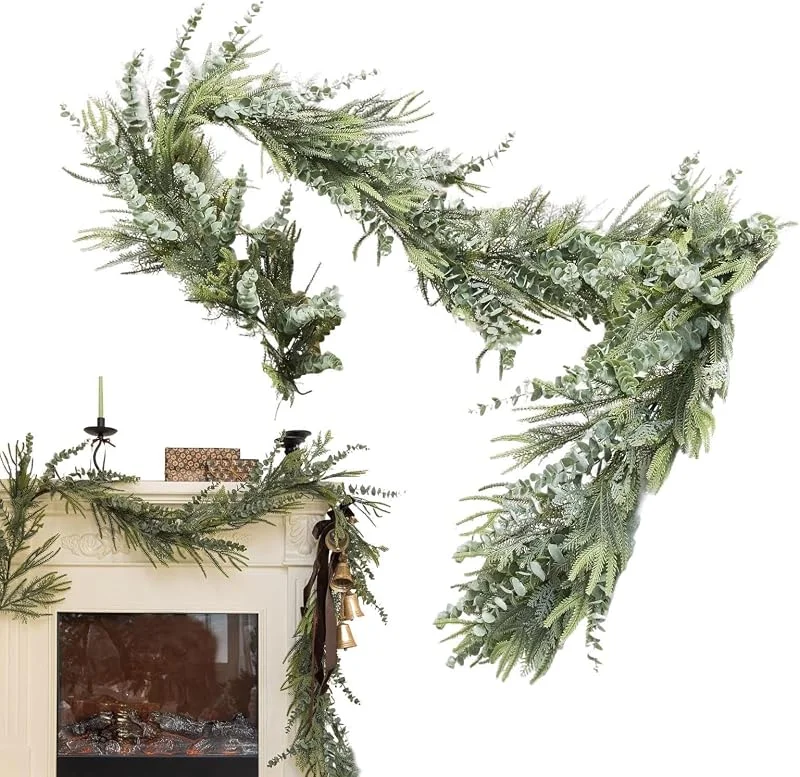 Marke: Générique Weihnachtsgirlande für Kaminsims, weich und realistisch, Ornamente — Weihnachtsdeko