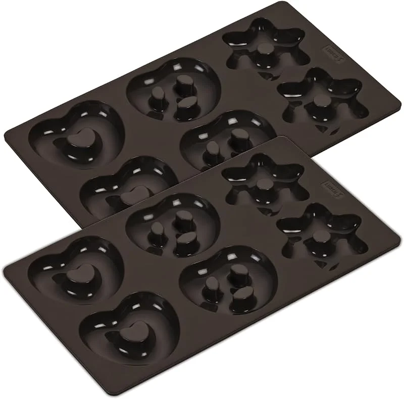 Besuche den Lurch-Store Lurch FlexiForm Keksform Lebkuchen (Brezeln Herzen Sterne) 2er Set, 2 Backformen für Kekse 17 x 30 cm aus 100% BPA-freiem Platin Silikon, braun — Weihnachtskueche