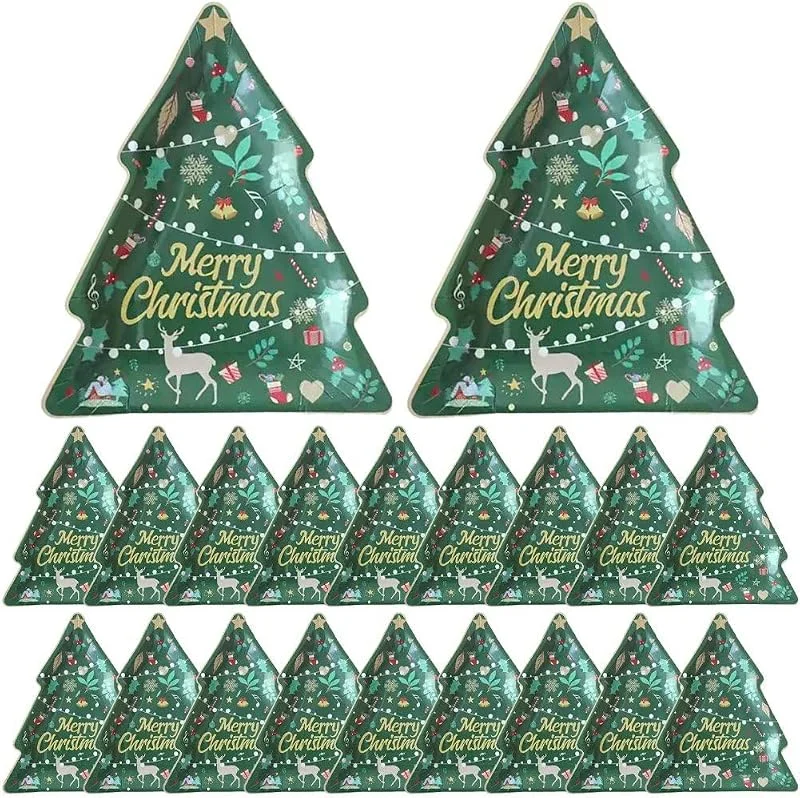 Marke: Ymxygz Weihnachtsgeschirr-set, 20 Stück, Weihnachtsbaum-teller, Weihnachts-teller, Partyzubehör, Tischdekoration — Advent und Tisch