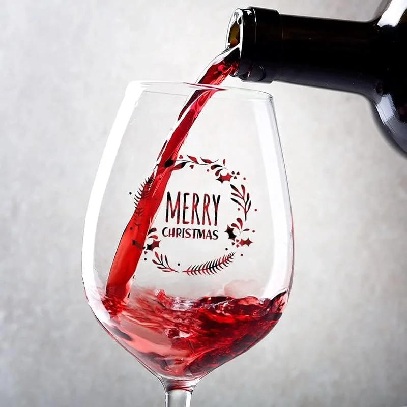 Marke: Rimego Weinglas Merry Christmas Weinglas Kelch Set mit 2 Stück für Paare Jahrestag Hochzeit Geschenk personalisierte Weingeschenke für Frauen und Männer 482 ml Gläser — Wein und Festtafel