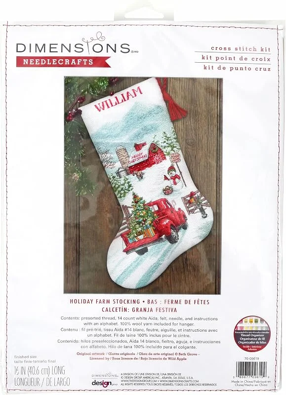 Marke: Dimensions Dimensions Kreuzstich-Set 70-09619, Kreuzstich-Zählmuster, 14 Karat (70-09619), 40, 6 cm, Weiß — Weihnachtsdeko