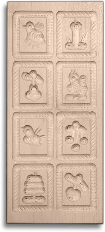 Besuche den Hofmeister Holzwaren-Store HOFMEISTER® Anisgebäckform Holz 8 Motive – Springerle-Model aus Ahornholz, handgeschnitzt in Deutschland, 21 x 9 cm — Weihnachtskueche