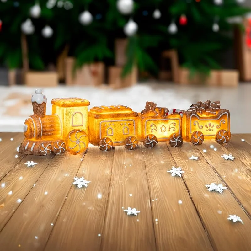 Besuche den Spetebo-Store Spetebo LED Lebkuchen Weihnachtszug Aufsteller warm weiß 4-teilig — Weihnachtsdeko