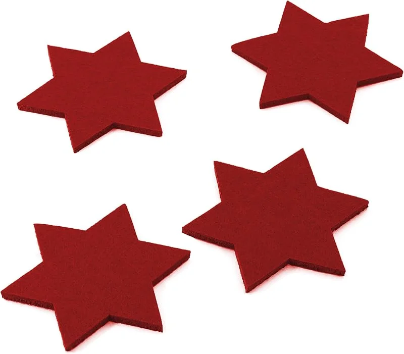 Besuche den Oblique Unique-Store Oblique-Unique® Filzuntersetzer Sterne 4er Pack für Tisch und Deko - Weihnachten (Weinrot) — Advent und Tisch