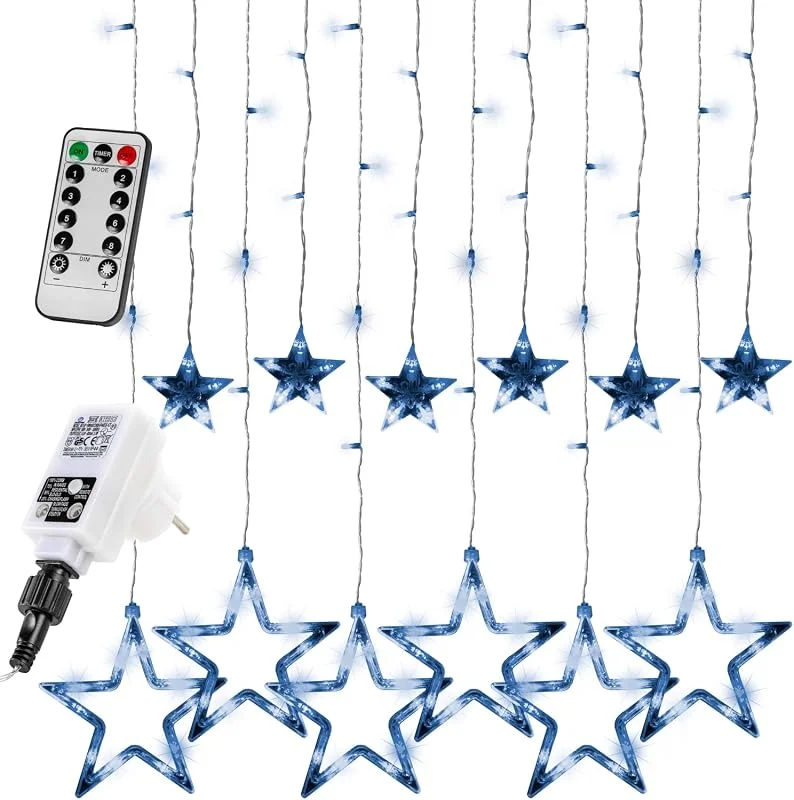 Besuche den VOLTRONIC-Store VOLTRONIC LED Lichtervorhang, innen und außen, IP44, Modell- und Farbwahl, 12 Sterne 150 LEDs, kaltweiß, Fernbedienung — Weihnachtsbeleuchtung