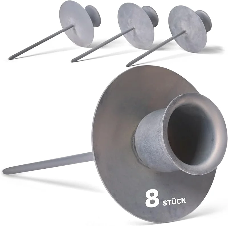 Besuche den Novaliv-Store Novaliv 8X Stabkerzenhalter Adventskranz GRAU mit Teller Kerzenteller zum Stecken rund Kerzenständer Kerzenpin Adventskranzkerzenhalter Kerzenpick Kerzenhalter für Kränze Kerzentülle Metall Tischdeko — Kerzenlicht Abendessen