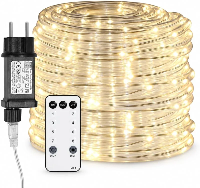 Besuche den Cecaylie-Store LED Lichterschlauch Außen 10m Warmweiß, mit Stecker, Fernbedienung — Weihnachtsbeleuchtung