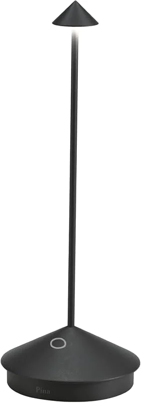 Zafferano, Pina Lampe, Wiederaufladbare und Kabellose Tischlampe mit Touch Control, Geeignet für den Innen- und Außenbereich, Dimmer, 2200-3000 K, Höhe 29 cm, Farbe Schwarz — Kerzenlicht Abendessen