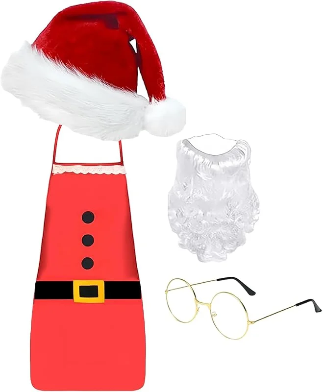 Marke: Generic Santa Kostüm Erwachsener Mann, Weihnachtsmütze und Schürze Set - Weihnachtsmütze Schürze Bartanzug Für Frauen Männer - für Männer Frauen Erwachsene Cosplay Party — Weihnachtsmode