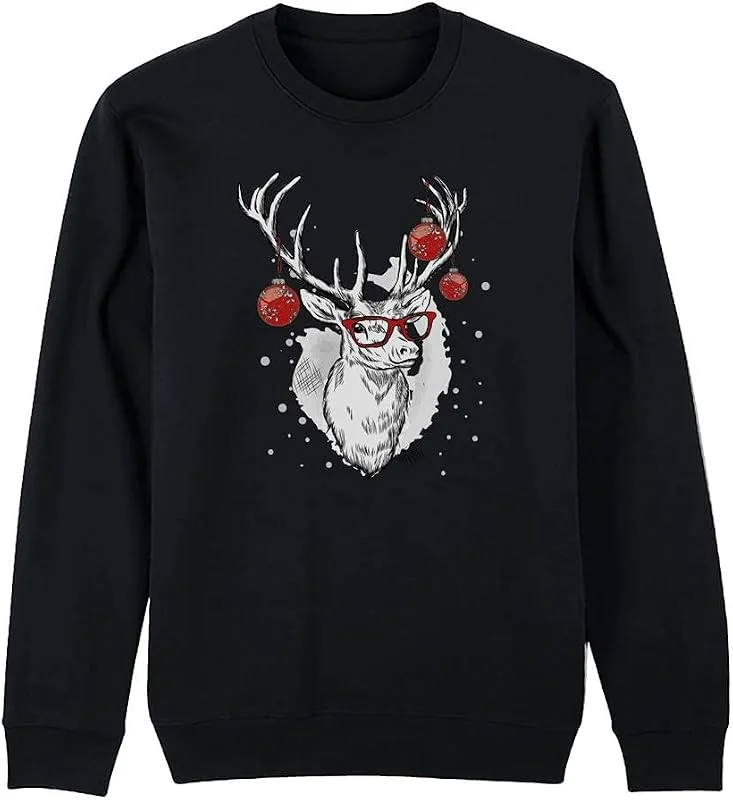 Besuche den Tassenbrennerei-Store Tassenbrennerei Weihnachtspullover Cooler Elch Weiß Pullover mit Renntier Weihnachts-Motiv - Weihnachtspulli Weihnachten - Herren, Damen - Xmas Sweater Männer — Weihnachtsmode