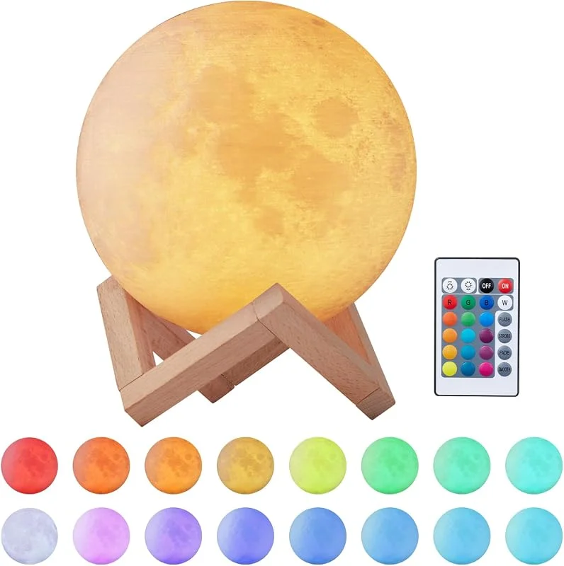 Besuche den EXTSUD-Store EXTSUD 3D Mondlampe, Mond Nachtlampe 16 Farben mit Fernbedienung & Touch — Kerzenlicht Abendessen