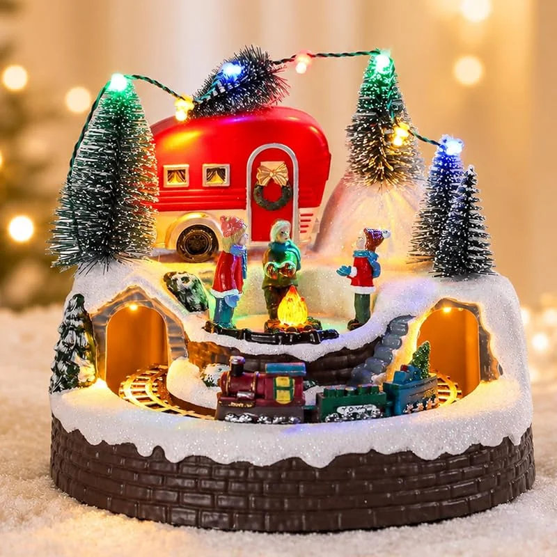 Marke: MUMTOP MUMTOP Animierter Weihnachtsdorf Camper mit beweglichem Zug, Urlaubsdisplay — Weihnachtsdeko