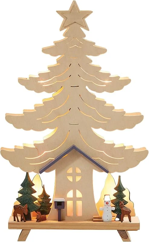Besuche den hellum-Store hellum LED Holzleuchter Tannenbaum warmweiß, mit Batterie für innen — Weihnachtsdeko