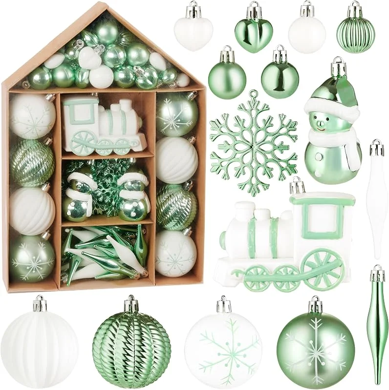 Besuche den BRUBAKER-Store BRUBAKER 70 Stück Christbaumschmuck - Weihnachtskugel Set - Weiß Türkis — Weihnachtsdeko