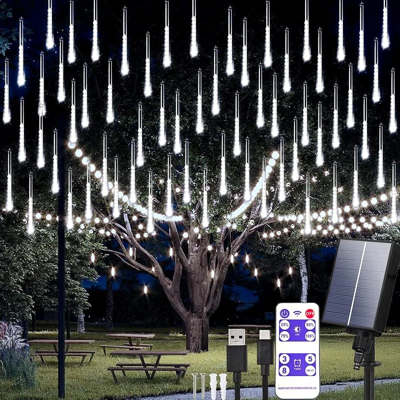 Marke: Aofonchy Solar Meteorschauer Lichterketten Außen 10 Röhren 240 LEDs Meteorschauer Regen Beleuchtung, Wasserdicht Meteorschauer Regenlicht für Garten Weihnachten Baum Hochzeit Dekoration — Weihnachtsbeleuchtung
