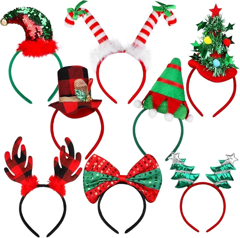 Marke: URATOT URATOT Weihnachtsparty-Haarreifen, für Weihnachten, Party, Kostüm, Rentier-Haarreifen, Foto-Requisite, 8 Stück — Weihnachtsmode