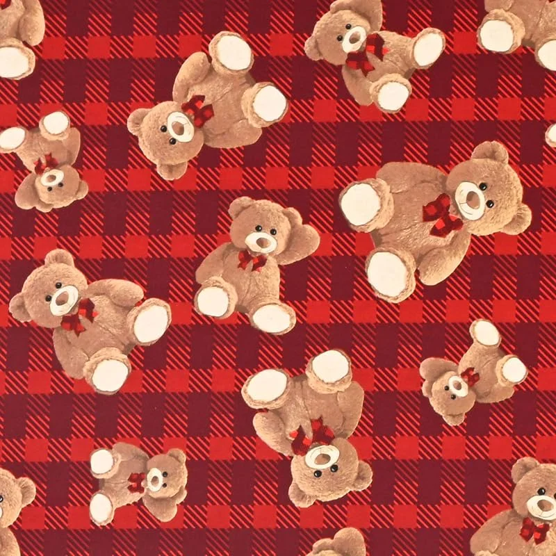 Marke: Star Geschenkpapier 70cm x 2m Rolle Teddybären - Geschenkpapierrolle kariert - Weihnachtspapier Weihnachtsgeschenkpapier für Weihnachten - Geburtstagsgeschenkpapier für Geburtstag Frauen Mädchen - Rot — Geschenkverpackung