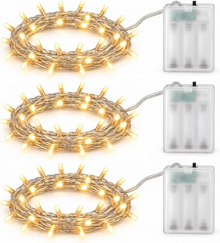 Besuche den Vanorell-Store 3 x 30er Micro TIMER LED warmweiß Lichterkette AA für Party, Garten, Weihnachten, Halloween, Hochzeit, Beleuchtung LED Lichterkette batteriebetrieben normales Kabel (Warmweiß, 3 x 30 LEDs) — Weihnachtsbeleuchtung