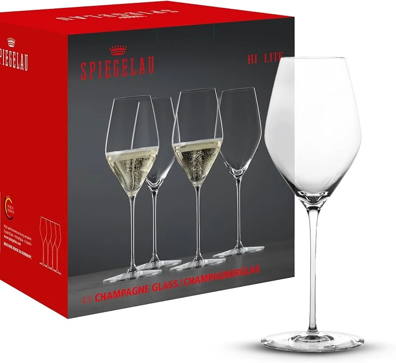 Besuche den Spiegelau-Store Spiegelau Champagner Gläser 347 ml, 4 Stück, Hi-Lite, 1750479, Sektgläser aus Kristallglas, Champagnergläser spülmaschinenfest — Wein und Festtafel