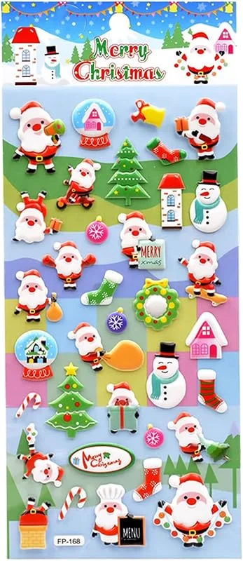 Marke: Genérico Weihnachtsaufkleber, 3D-Aufkleber, DIY-Weihnachtsdekoration, ästhetisch, für Notizbuch, Scrapbooking, Handy, Basteln, Geschenke, Party, Auszeichnungen, Klassenzimmer, gefüllt — Geschenkverpackung