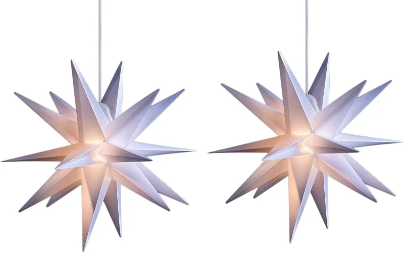 Besuche den Novaliv-Store Novaliv 2er Sparset Weihnachtssterne Dekosterne 40cm Weiss für AUSSEN Kabel mit Trafo & Timerfunktion 3D Stern 18 Zackig Leuchtstern Weihnachtslicht Winterbeleuchtung 3D Stern Weihnachtslicht — Weihnachtsdeko
