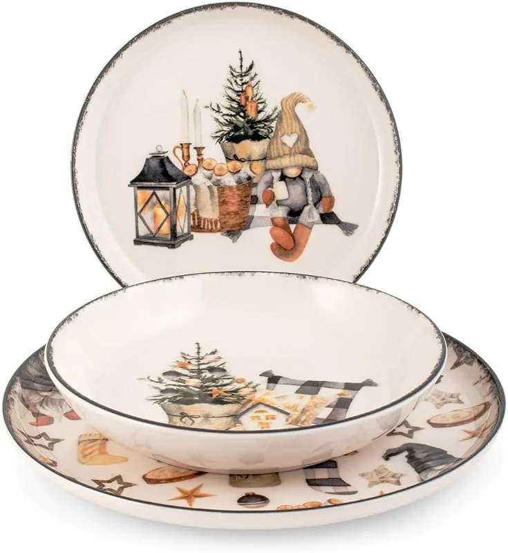 Marke: H&H H&H Weihnachtstischservice 18-teilig Country Winter — Advent und Tisch