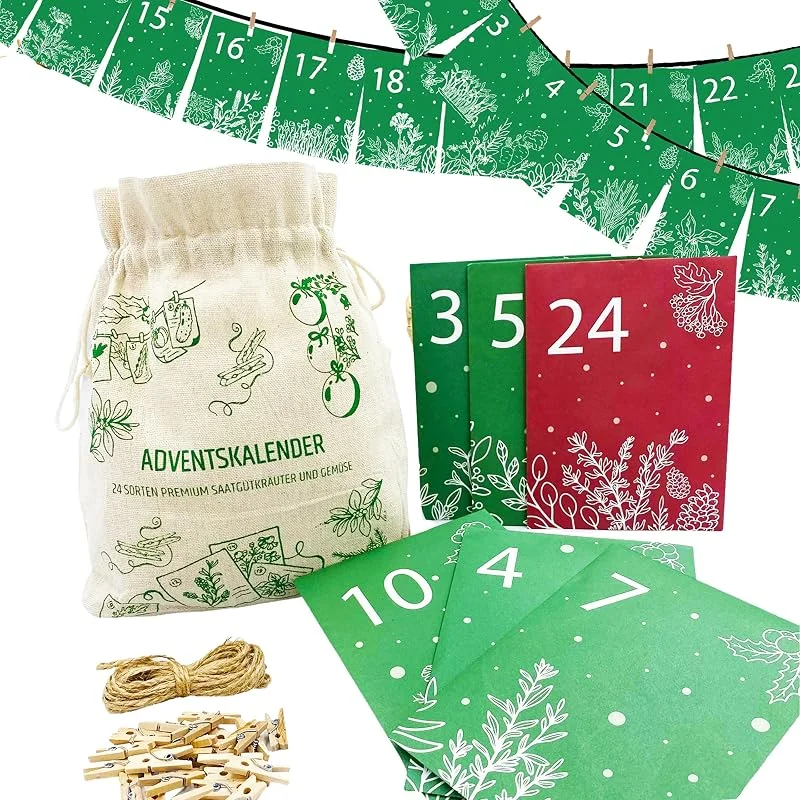 Besuche den PUT DOWN ROOTS-Store Saatgut Adventskalender 2025: Nachhaltiger mit Kräuter Samen, und Gemüse Samen –Adventskalender Garten, Garten GESCHENK - Pflanzensamen Weihnachtskalender zum selber Basteln — Advent und Tisch