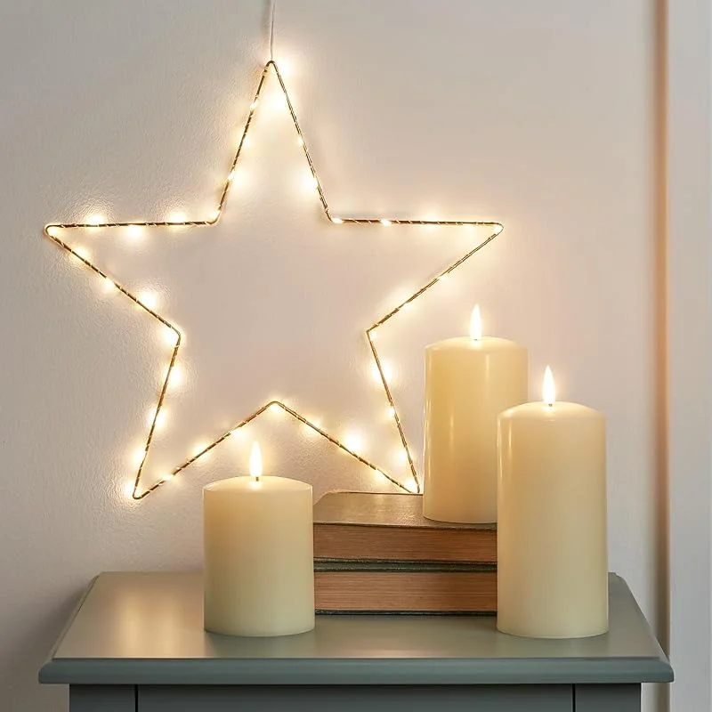 Besuche den Lights4fun-Store Lights4fun Set LED Osby Stern mit TruGlow® Kerzen Weihnachtsdeko Timer Weihnachtsbeleuchtung Fenster