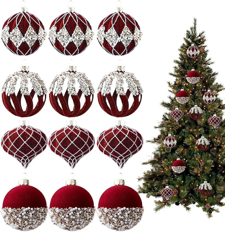 Marke: Generisch Weihnachtsbaumschmuck-Set Strass glitzernd beflockt — Weihnachtsdeko