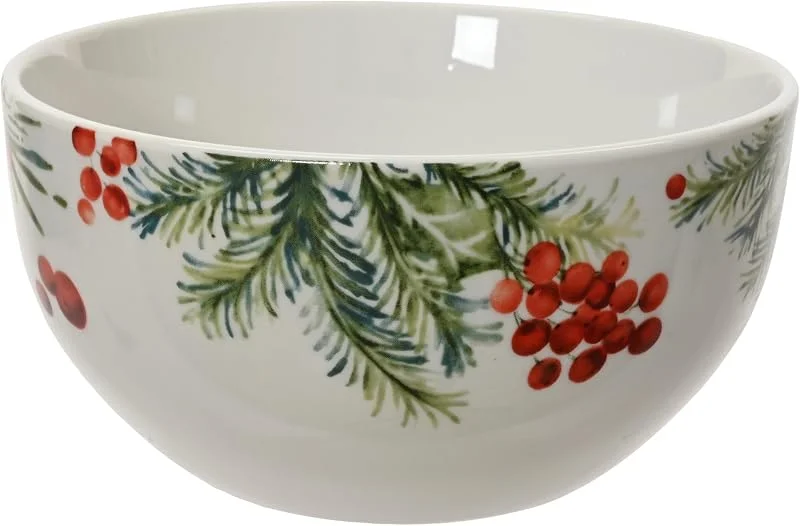 Marke: Kaemingk Kaemingk Müslischale Porzellan 14x7cm - Schüssel mit Mistelzweig Motiv - Weihnachtsgeschirr Weihnachtsschale - Geschirr für Weihnachten - Frühstücksgeschirr Müslischüssel Schale - Weiß Grün Rot — Weihnachtsmode