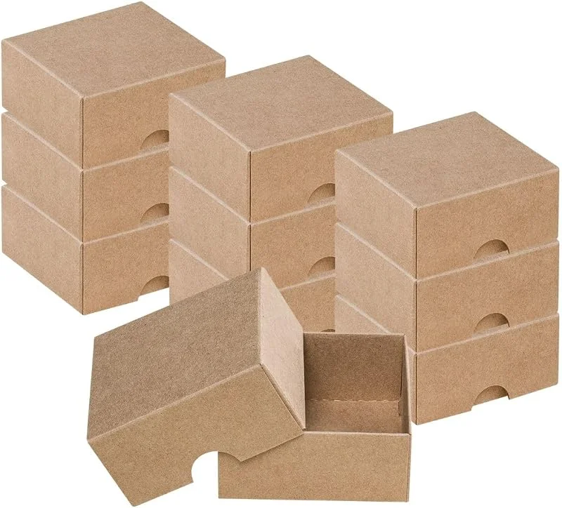 Marke: Natürlich verpacken Faltschachtel 6 x 6, 5 x 3 cm, Braun, Deckel, Jade Kraftkarton - 10er Set — Geschenkverpackung