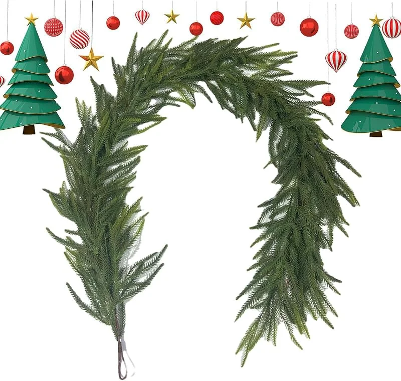 Marke: Generisch Tannengirlande, künstlich, fühlt sich echt an, Urlaubsgrün — Weihnachtsdeko