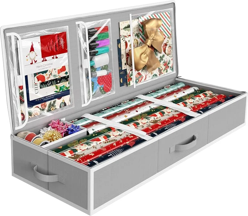 Marke: Simple Houseware Simple Houseware Geschenkpapier-Aufbewahrungsbehälter - Geschenkverpackung Aufbewahrung - Grau - 104 x 41 x 15 cm - Weihnachten & Geburtstag