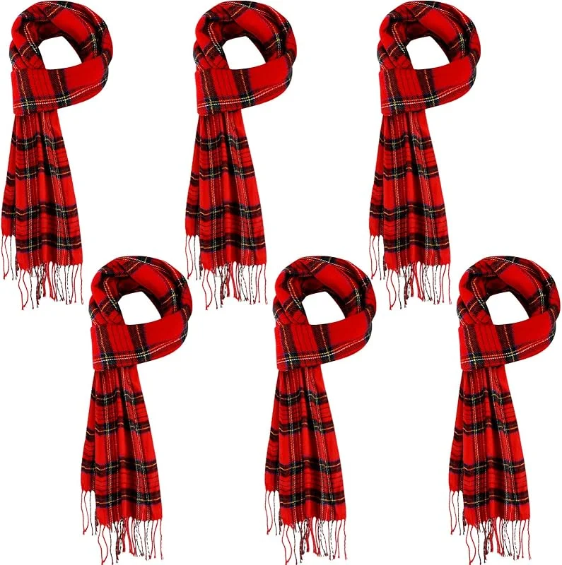 Marke: Janmercy Janmercy 6 Pcs Christmas Red Buffalo Plaid Scarf Red Plaid Blanket Scarf Warm Chunky Oversized Tartan Shawls Wraps Scarves Winter Buffalo Scarves Unisex for Family Men Women Christmas Decoration — Weihnachtsmode