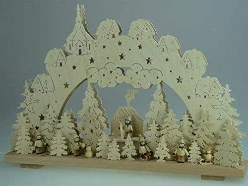 Besuche den Rudolphs Schatzkiste-Store Rudolphs Schatzkiste Schwibbogen mit Winterkinder im Wald und Beleuchtung BxHxT 56x39x10cm NEU Lichterbogen Fensterbogen Spitzbogen Erzgebirge Seiffen Weihnachten Licht Holz Dekoration Beleuchtung — Weihnachtsdeko