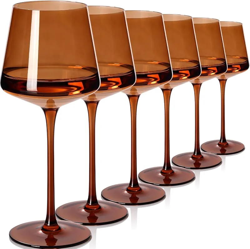 Marke: Cyrelwing Braune Weingläser-Set, 175 ml, dunkles Bernstein-Geschenk-Set für Party, braunes mundgeblasenes Glas, Trinkgeschirr für Rotwein, Geschenk-Set für Weinliebhaber — Wein und Festtafel