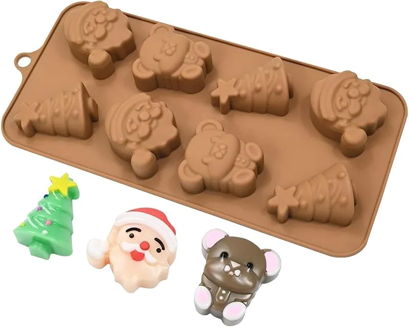 Marke: Generisch Weihnachts-Schokoladenformen, 8 Mulden, antihaftbeschichtet, für Kekse — Weihnachtskueche