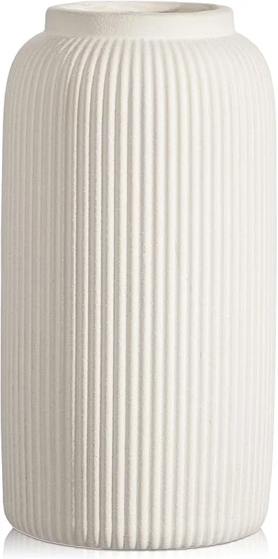 Besuche den Arborus-Store Keramik Vase 24 cm Beige Vase Blumenvase Vasen Deko Matt Rund Boho — Kerzenlicht Abendessen